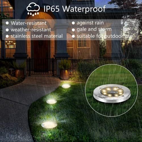 ZGWJ Solar Ground Lights Outdoor, 8 LED Waterproof Warm White,16 Pack - Image 6