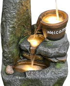 33" Outdoor Garden Water Fountain with Lights, 4 Tiers Water Feature - Image 6