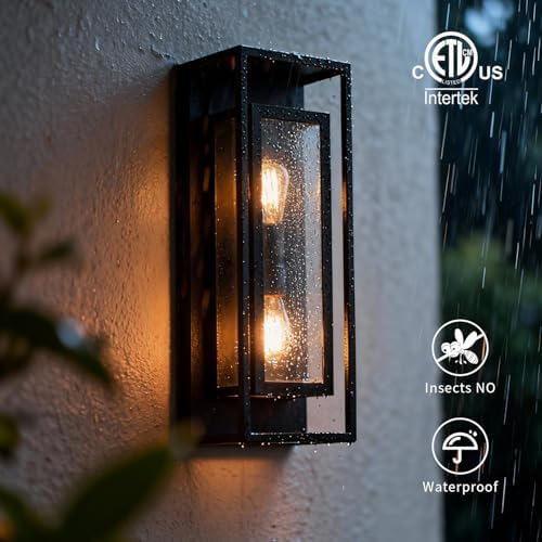 mirrea 24" Modern Outdoor Porch Wall Light, Matte Black, 2 Pack - Image 5