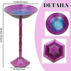 Metal Bird Bath for Outdoors, 28.4" Freestanding Garden Metal Birdbaths with Stable Upgrades Stake, Easy to Clean Birdfeeder for Outside Garden Yard Lawn Decor(Gradient Purple) - Image 2