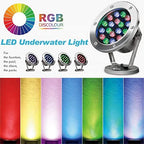 RGB Pond Light LED Underwater Submersible with Remote Control, Stainless Steel IP68 Waterproof Pool Lamp Colorful Landscape Light(AC12V,36W) - Image 2