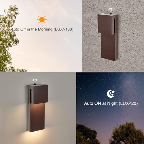 Tarentlight Outdoor Light Fixtures Wall Mount Set of Two, Dusk to Dawn Patio Wall Lamp, Bronze Exterior Lighting Fixtures for Porch, Patio, Backyard, Garage - Waterproof Front Porch Lights - Image 4