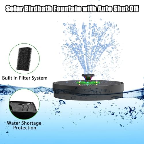 Yzert Glass Solar Fountain Floating 3.5W 2200mAh, Colorful LED, Bird Bath - Image 5