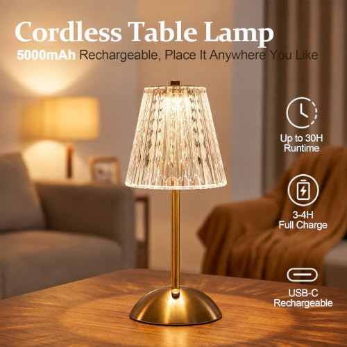 2 Pcs Led Cordless Table Lamps, 5000mAh Rechargeable Battery Operated Lamp - Image 4