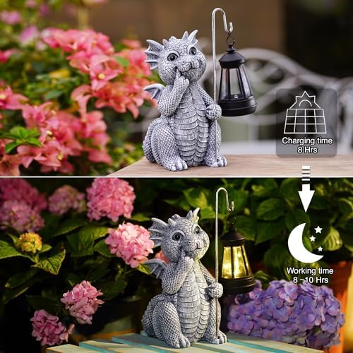 Goodeco Dragon Garden Statue Outdoor with Solar Lantern - Image 5
