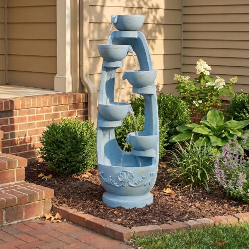 Bumilgar Water Fountain Outdoor - 52.95 Inches 6 Tired Modern Indoor Floor Standing Outdoors Fountains with Lights Pump for Garden Patio Backyard Porch Home Art Decor - Image 5