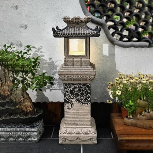 Solar Powered Pagoda Zen Garden Statue Japanese Garden Decor Water-Resistant Outdoor Lantern for Patio, Lawn, and Porch(120cm/47.2") - Image 3