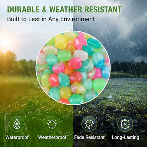 Magical Glowing Pebbles,1000PCS Colorful Glow-in-the-Dark Garden Stones,Waterproof Night Guide Pebbles Glow in the Dark,Glow in the Dark Rocks Outdoor,for Garden Path Yard Fish Tank (Orange,1000) - Image 5