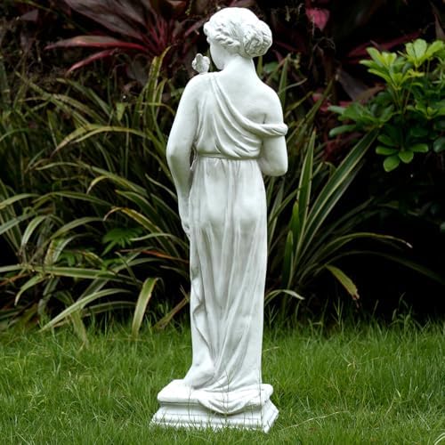 Outdoor Statue with Birdbath Bird Bath Bowl, Nymph Sculpture Goddess of Greek Mythology Roman Style for Patio Yard Lawn Porch Decor, Grey (Nymph) - Image 5