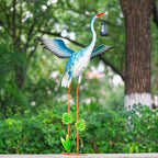 DREAMSOUL Solar Garden Statues, 40.6" Metal Crane Statue Patio Yard Decor - Image 2