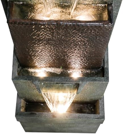Hamiedun 39.3”H Outdoor Garden Waterfall Fountain-Indoor Water Fountain with LED Lights, for Gardens, Landscaping, Patios, Balconies, Office,and Lawns for a Calming Oasis in Outdoor Living Art Decor - Image 5