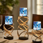 4 Pcs Flameless Votive Candles Battery Operated LED Pillar Candle Tealights Long Lasting with Remote Timer for Indoor Outdoor Coastal Home Decor Butterfly Marble Texture Blue - Image 4