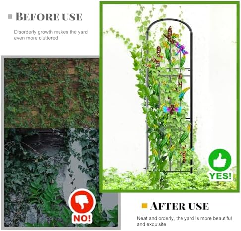 Metal Garden Trellis 2Pcs, Dragonfly Decor Plant Support for Climbing Vines - Image 5