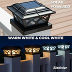 SIEDiNLAR Solar Post Cap Lights Outdoor Glass 2 Color Modes Black (10 Pack) - Image 3