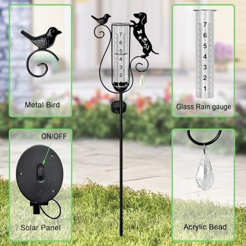 Solar Rain Gauge Outdoor Decorative for Yard,Dachshund Gifts for Women - Image 5
