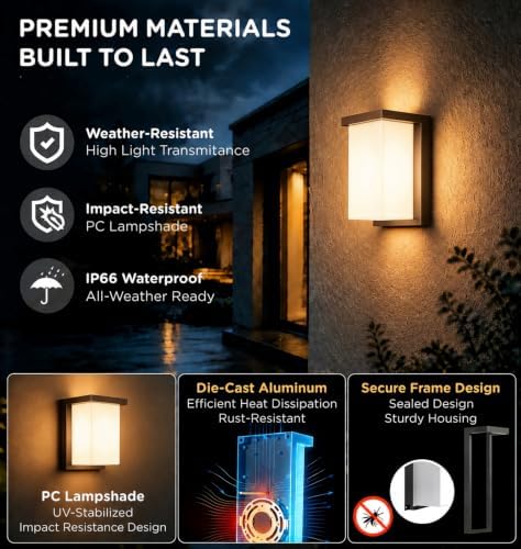 Outdoor Wall Light Sconce 8 Inch, IP66 Waterproof, 1920LM Brightness, 3CCT - Image 2