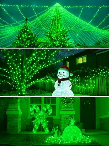 4 Pack 180FT 320 LED Solar Halloween Lights Outdoor Waterproof, Green - Image 5