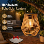 Handwoven Rattan Solar Lantern, Outdoor Hanging Solar Light with Warm LED Glow, Weather Resistant Wicker Style Lamp for Patio, Garden, Yard, Porch, Balcony, Deck and Gazebo Decor (2Pcs) - Image 2