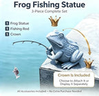Larger Frog Statues Garden Pond Decor - 8.3" Funny Fishing Frog Statue Outdoor Garden Statue & Koi Pond Decor, Animals Sculpture & Figurine Accessory for Patio, Lawn, Yard Decoration, Gift for Mom - Image 3