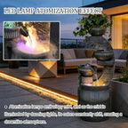 26.8" Tall Water Fountain Outdoor Garden, 4 Tiers Modern Cascading Bowls Water Fountain Outdoor Indoor Garden with LED Lights & Atomizer for Patio, Deck, Porch, Backyard Art Decor,A - Image 6