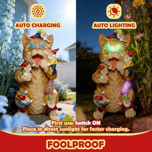 Sunthus Garden Gnome Cat Yard Art Resin Statue Décor - Image 5