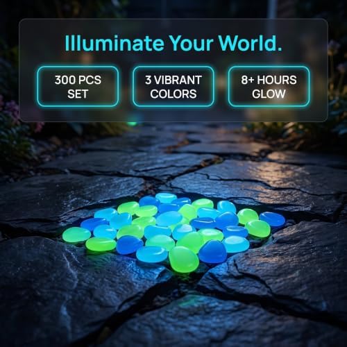 300pcs Luminous Garden Stones Resin Glow in Dark Pebbles - Image 3