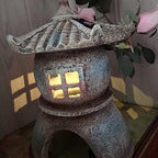 RAN Polyresin Asian Pagoda Lantern Figurine Solar Powered Zen Pagoda Outdoor Statue, Waterproof Garden Sculpture, 11.02" Tall - Image 3