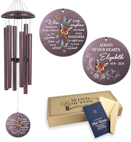 Personalized Butterfly Wind Chimes for Loss of Loved One Mom Dad by Astarin