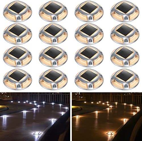 AGPTEK Solar Driveway Lights Outdoor 16 Pack, 2 Color Modes LED Deck Dock by AGPTEK