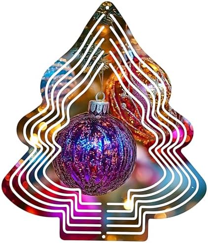 echomerx 5-Pack Sublimation Wind Spinner Blanks 8" – Metal Hanging Windspinners for Sublimation, Indoor Outdoor Yard Décor Sculpture, Includes Hooks, Christmas Tree – Sublimate at 385°F by Echomerx