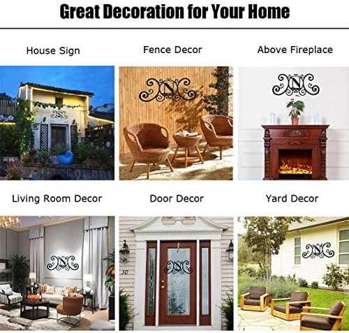 SIGMALL 24 Inch House Plaque Letter - Wrought Iron Metal Scrolled Monogram Initial Letter Home Door Wall Hanging Art Decor Family Name Last Name Letter Sign (P, 24 x 11 inches,Thick 0.078 inch (2mm)) - Image 3