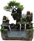 CNCEST Tabletop Fountain, Mini Silent Indoor Outdoor LED Waterfall Fountain Zen Meditation Desktop Simulation Resin Rockery Water Fountain Bonsai Home Decor (Type 2) by CNCEST