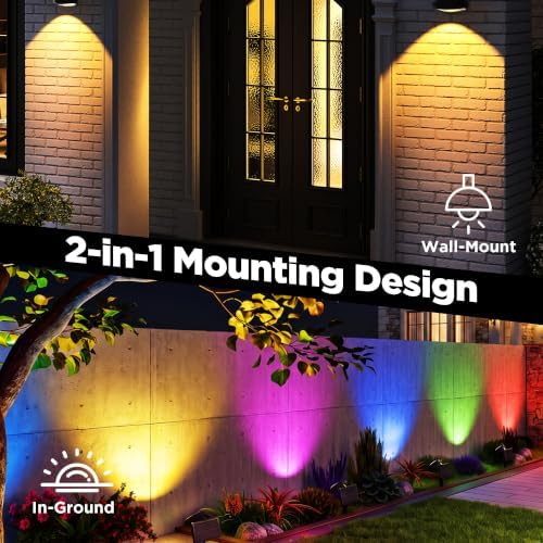 BlcTec Solar Spot Lights Outdoor, Upgraded Convex Lens Brighter Landscape Uplights IP68 Waterproof, 10 Colors+2 RGB Modes Spotlights for Garden Yard Path Halloween Christmas Decorations, 6 Packs - Image 7