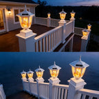 Dynaming 6 Pack Solar Flame Post Lights Outdoor, Solar Powered Lamps Fence Post Cap Lights, Flickering Flame LED Lantern Waterproof for Garden Deck Patio, Fit 4x4, 5x5 6x6 Wooden Posts, White Shell - Image 5
