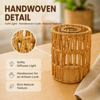 6-Pack Boho Rattan Lamp Shades - Cylinder Shade Natural Wicker Lampshades - Image 3