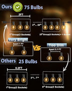 Outdoor String Lights Waterproof 75FT (1FT Bulbs Apart) Remote for Patio - Image 4