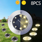 8 Pack Inground Lights for Outside, 8 LED Waterproof Solar Disk Lights, Landscape Lighting for Outdoor Garden Pathway Driveway - Image 2