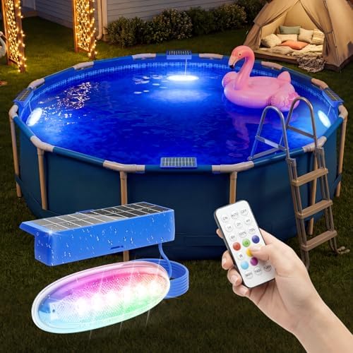 Solar Pool Lights for Above Ground Pools,IP68 Pool Solar Lights 4 Pack Blue by APONUO