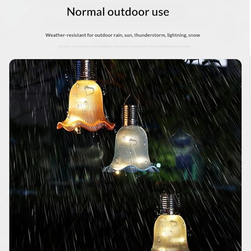 Solar Outdoor String Lights, Waterproof Hanging Flower Led Lanterns, Auto On/Off Dusk to Dawn Solar Powered Ambient Lighting for Patio, Garden, Backyard, Fence, Balcony (White,Warm white2PCS) - Image 5