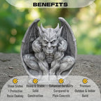 OLOMA Sitting Gargoyle Concrete Garden Statue Gothic Winged Bat Demon Sculpture Handcrafted Outdoor Fantasy Lawn Yard Decor Weather Proof Ornament Spooky Garden Art Mythical Creature Accent - Image 3