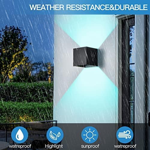RGB Outdoor Wall Sconce Lighting Color Changing Porch Wall Lights Modern - Image 3