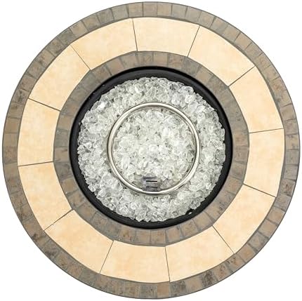 30'' Ceramic Round Propane Fire Pit Table, 50,000 BTU Steel Gas FirePit for Outdoor, Fire Table with Lid, Add Warmth & Ambience to Gatherings and Parties On Patio Deck Garden Backyard, Black. - Image 2