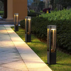 Outdoor Path Lighting Fixture 23.62In Modern Landscape Pathway Light Aluminum LED Waterproof Walkway Lamps Outside Housing 3000K Bollard Lights Hard Wired Post Lantern For Lawn Garden Sideway Lamps - Image 2