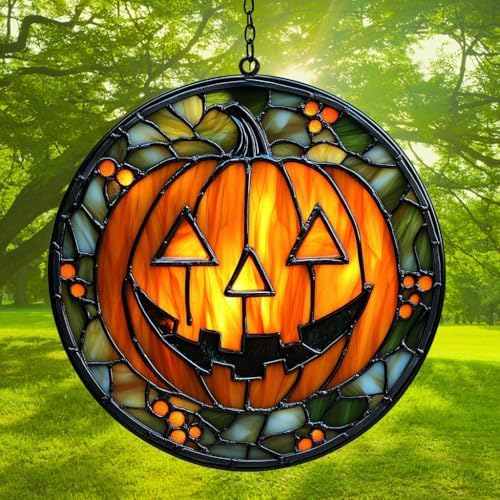 Jack-o'-Lantern Tiffany Style Acrylic Suncatcher - Image 3