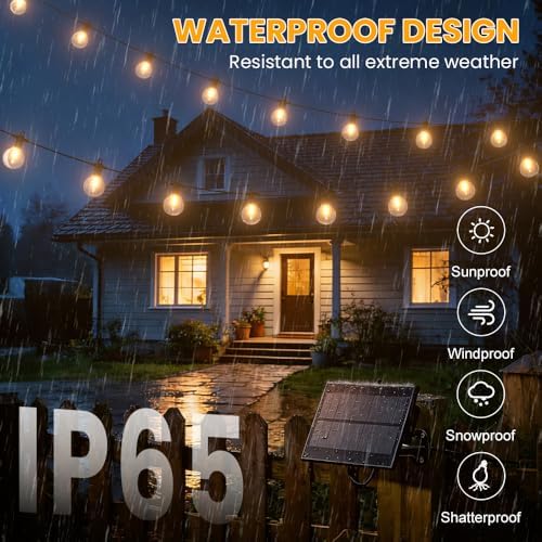 100FT G40 Solar String Lights Outdoor Waterproof IP65 with USB-Charging - Image 3