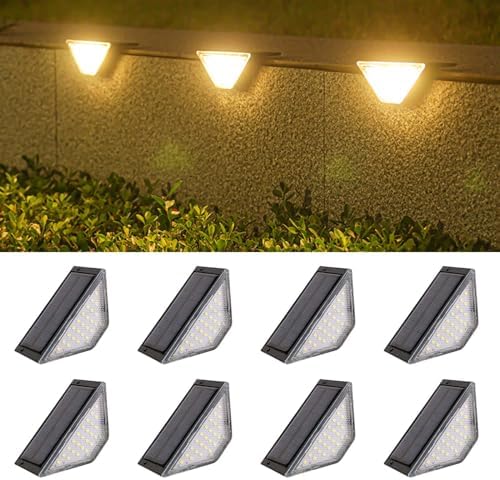 ASLIDECOR Solar Step Lights Outdoor, Waterproof Solar Deck Light,8 Pack Solar Fence Lighting Decor for Stair,Patio,Front Porch and Back Yard (Warm White) by ASLIDECOR