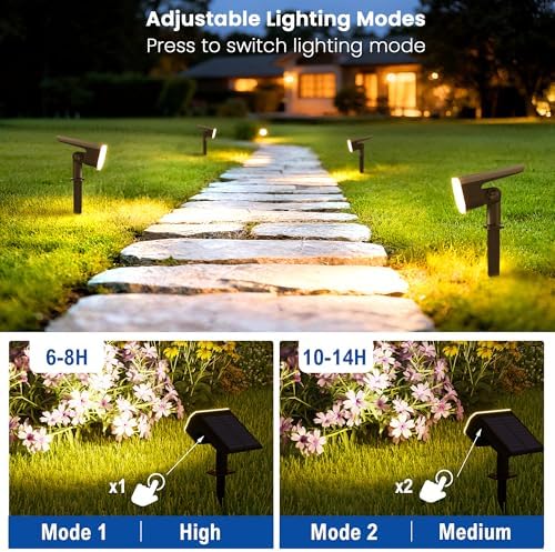 JEJOT Solar Spotlights Outdoor Waterproof with Focus Beam, 6 Pack - Image 3