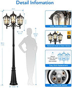 VIANIS 3-Head Outdoor Lamp Post Light Fixture, Black Outdoor Post Lights - Image 3