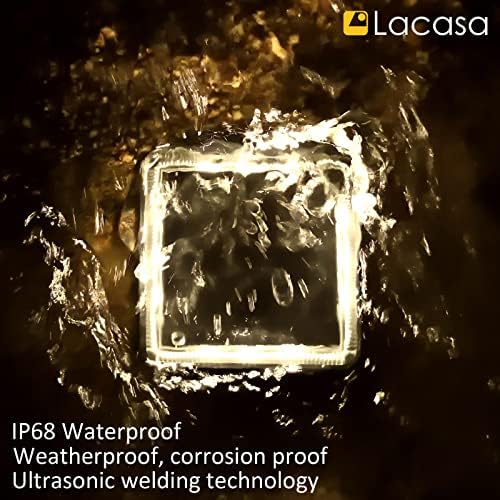 Lacasa Solar Deck Lights, 4 Pack Warm White Outdoor In-Ground Driveway Walkway Dock, IP68 Waterproof Solar Powered Stair Step Pathway Fence Auto On/Off LED for Garden Yard Patio - Image 4