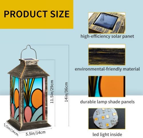 Solar Lantern Retro Frosted Glass Fox Art Outdoor Waterproof Garden Hanging Lantern Solar Powered Lighting Outside Solar Light for Patio Yard Camping, Gifts for Women Mom - Image 2